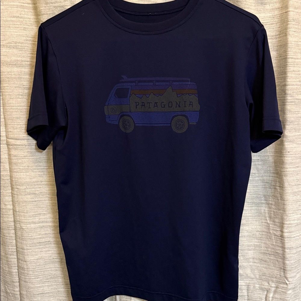 Patagonia Worn Wear Youth Polyester Midnight Blue Adventure Tee